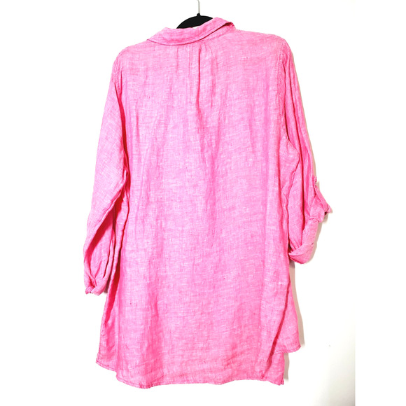 Jones NY Womens 1X 100% Linen Oversized Tunic Top Pink Beach Vacation Resort - Picture 5 of 10